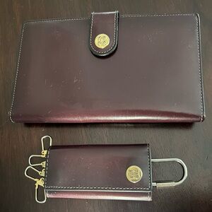Bosca Vintage Burgundy Leather Checkbook Wallet & Key Case
